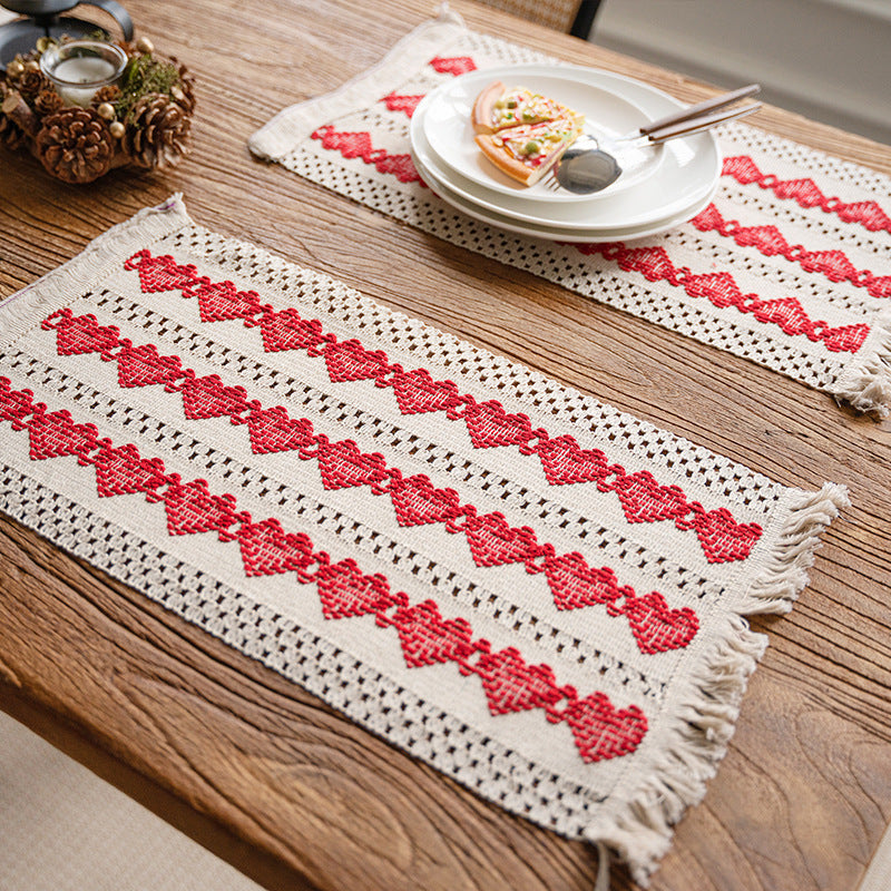 French Maiden Heart Cotton Linen Table Flag