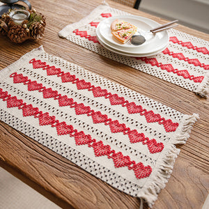 French Maiden Heart Cotton Linen Table Flag