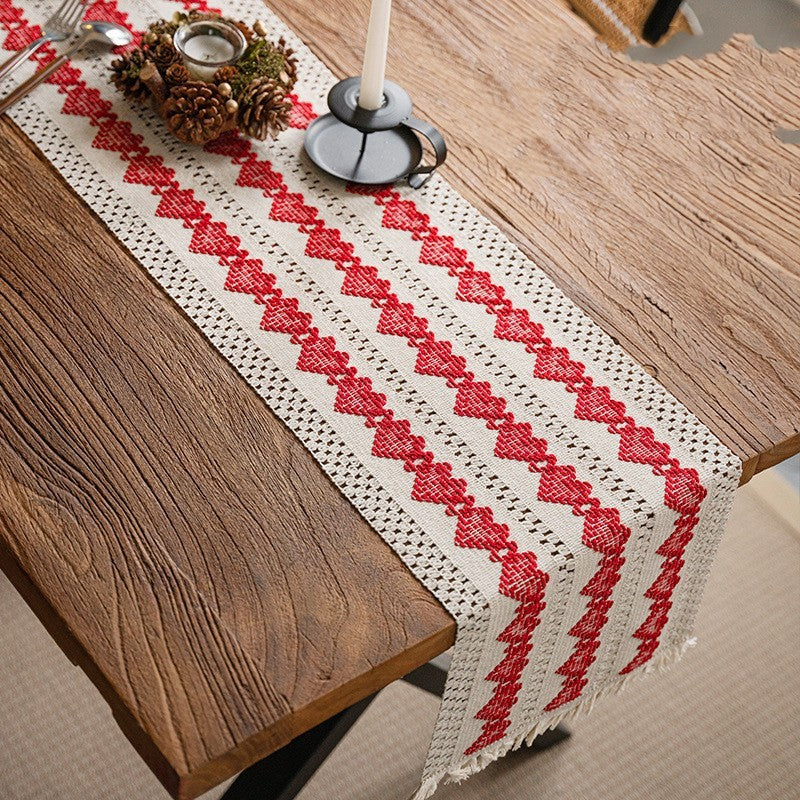 French Maiden Heart Cotton Linen Table Flag