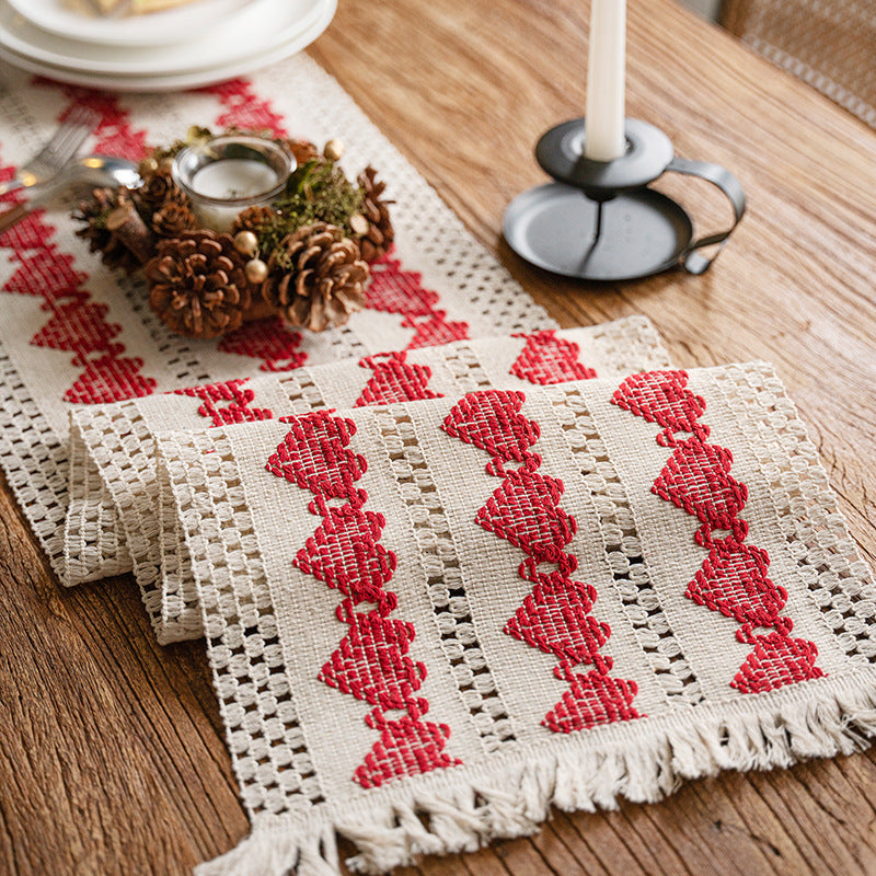 French Maiden Heart Cotton Linen Table Flag